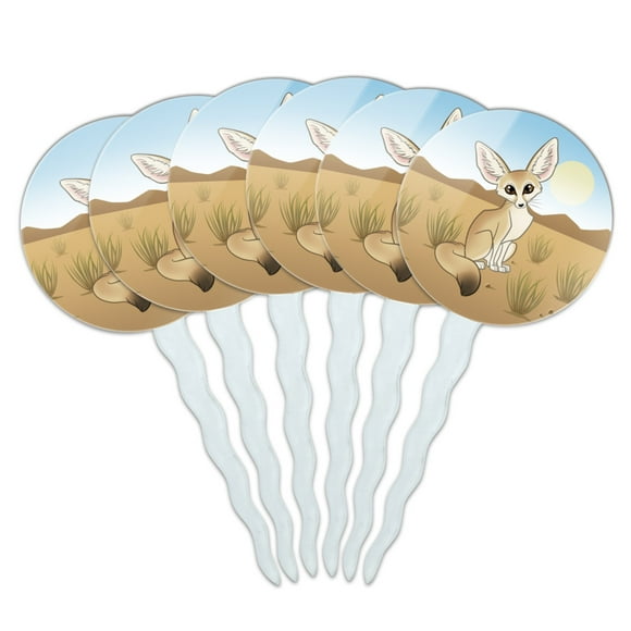 Fennec Fox Cupcake Picks Toppers Decoration Set of 6