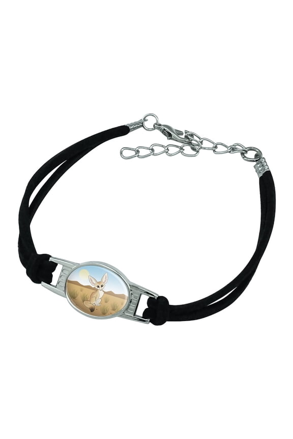 Fennec Fox Novelty Suede Leather Metal Bracelet