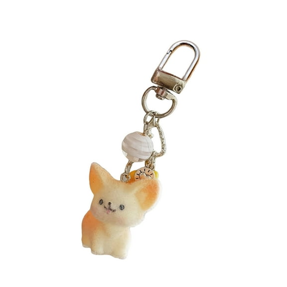 Fennecs Foxes Keychain With Flocking Coating Sturdy Resin Designs for Bags Backpacks Daily Use