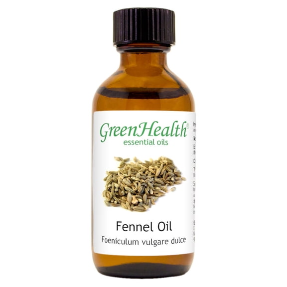 Fennel Essential Oil - 2 fl oz (59 ml) Glass Bottle w/ Cap - 100% Pure Essential Oil by GreenHealth