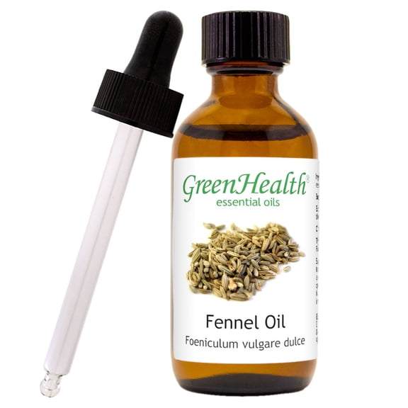 Fennel Essential Oil - 2 fl oz (59 ml) Glass Bottle w/ Cap and Glass Dropper - 100% Pure Essential Oil by GreenHealth