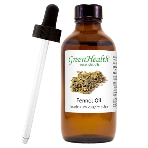 Fennel Essential Oil - 4 fl oz (118 ml) Glass Bottle w/ Cap and Glass Dropper - 100% Pure Essential Oil by GreenHealth