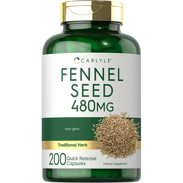 Fennel Seed 480mg 200 Capsules Herbal Supplement by Carlyle