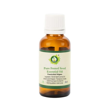R V Essential Pure Fennel Seed Essential Oil 30ml (1.01oz)- Foeniculum Vulgare (100% Pure and Natural Steam Distilled)