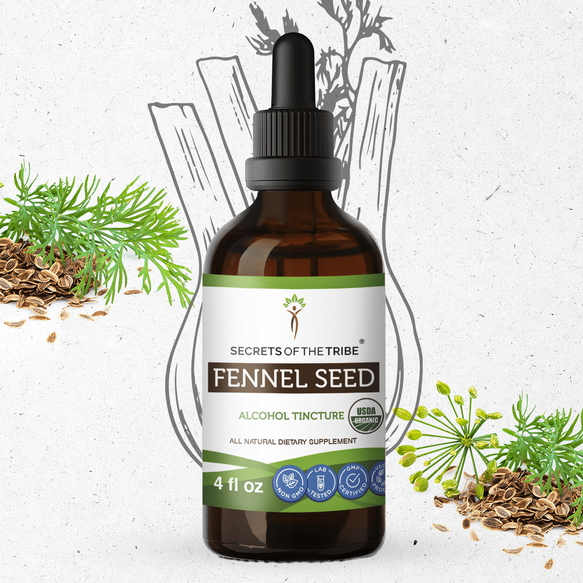Fennel Seed Tincture Alcohol Extract, Organic Fennel (Foeniculum