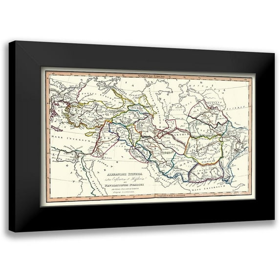 Fenner 14x10 Black Modern Framed Museum Art Print Titled - Alexanders Travels Asia Middle East - Fenner 1830