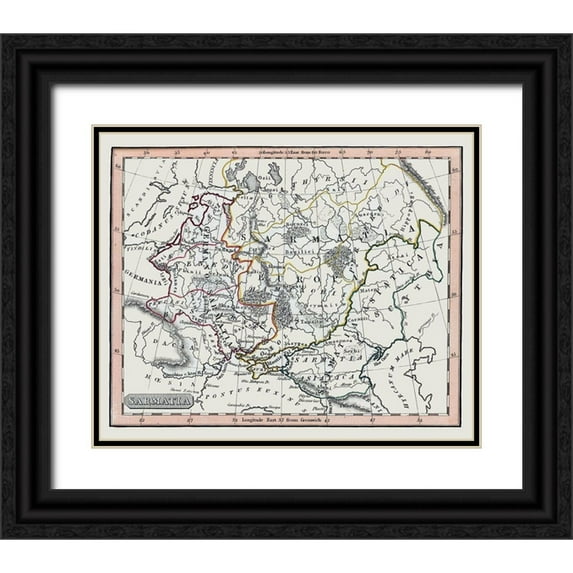 Fenner 17x15 Black Ornate Wood Framed with Double Matting Museum Art Print Titled - Middle East Sarmatia - Fenner 1830