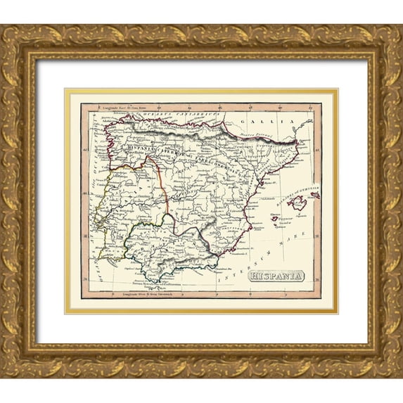 Fenner 31x26 Gold Ornate Wood Framed with Double Matting Museum Art Print Titled - Ancient Spain - Fenner 1830