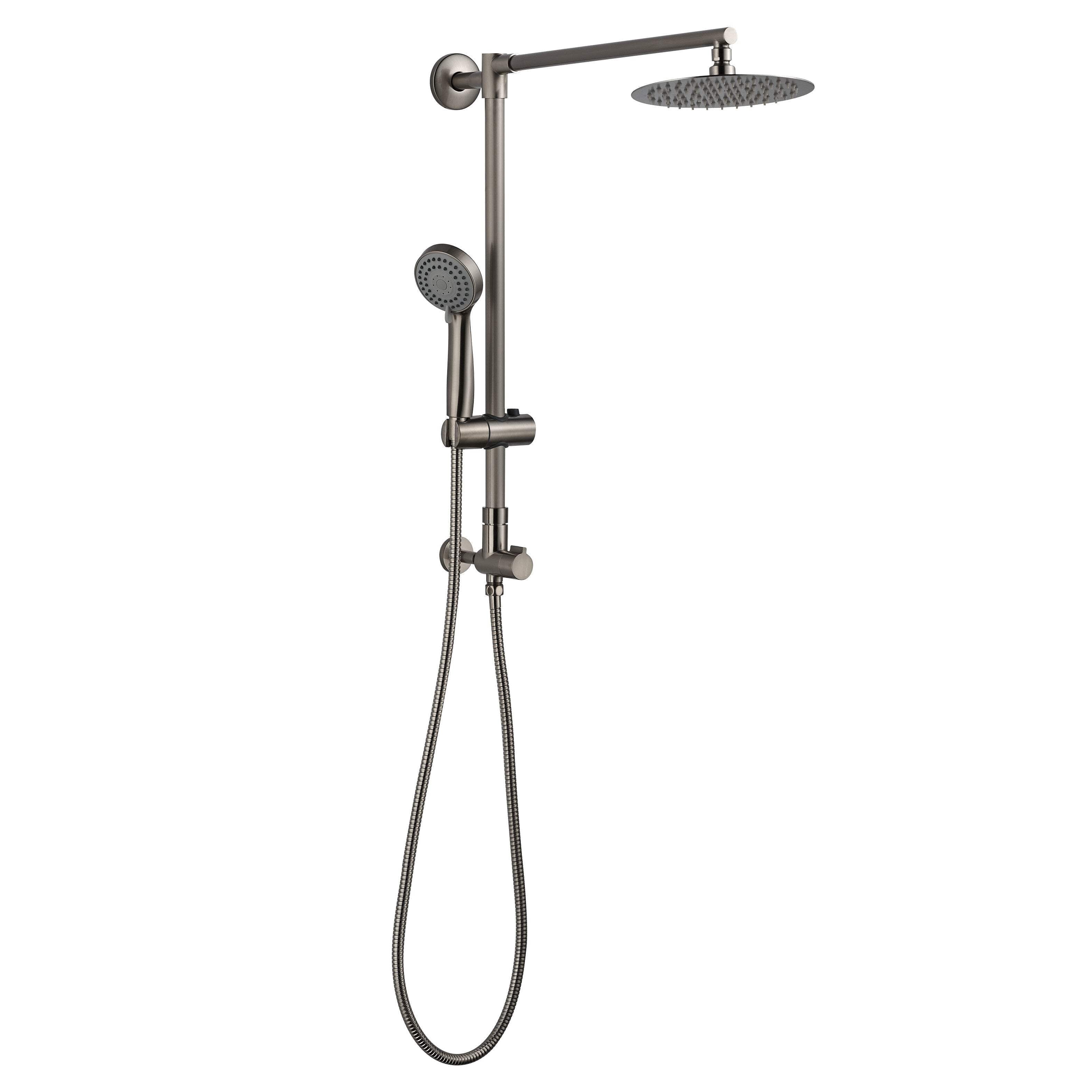 Fennocasa Polaris 1 Rain Shower Set, 8" Rainfall Shower Head & 3-Setting Handheld Shower Combo, Brushed Nickel