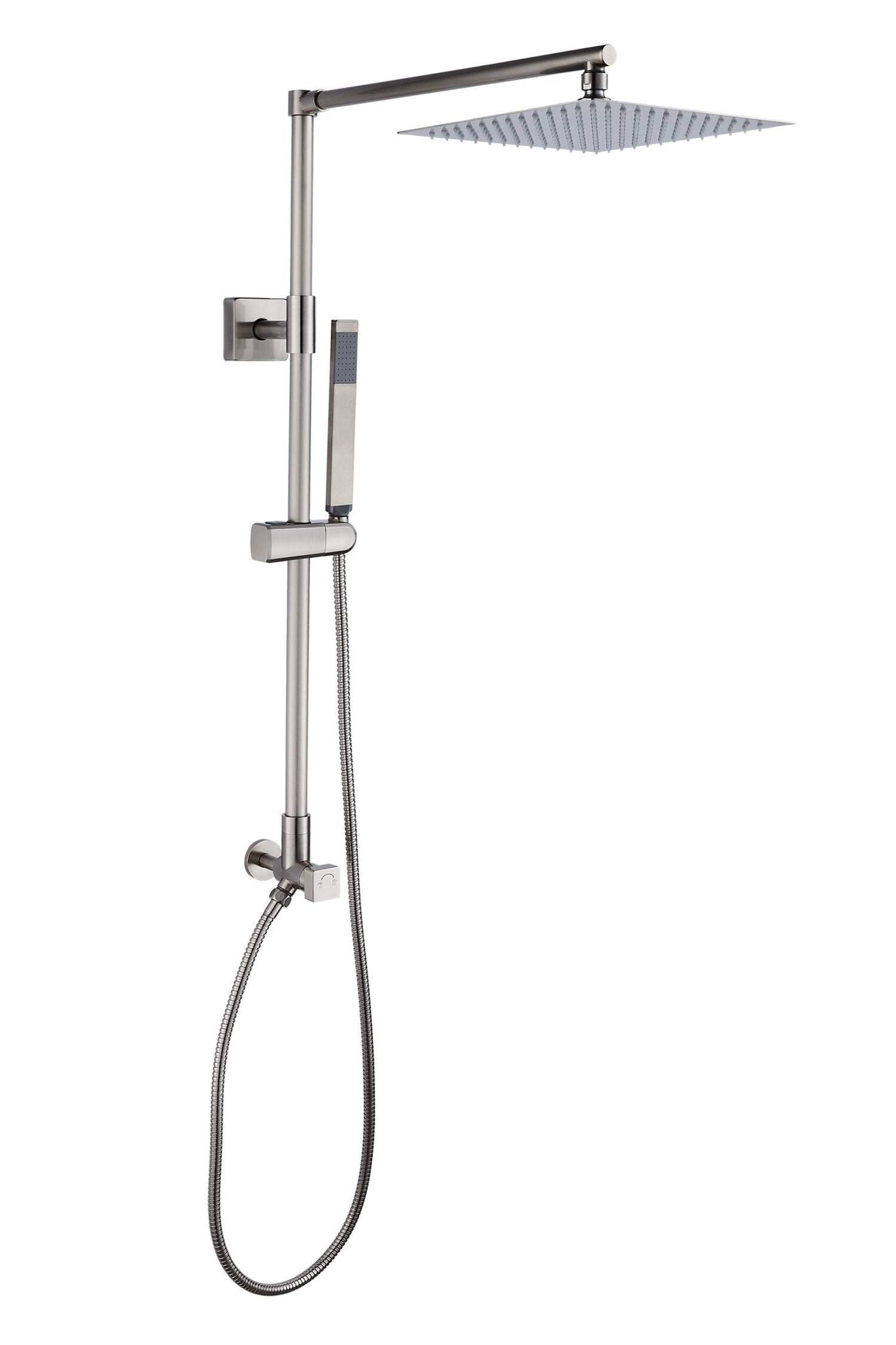 Fennocasa Polaris Lux Shower Set - 10" Square Rainfall Showerhead with Handheld Spray, Brushed Nickel