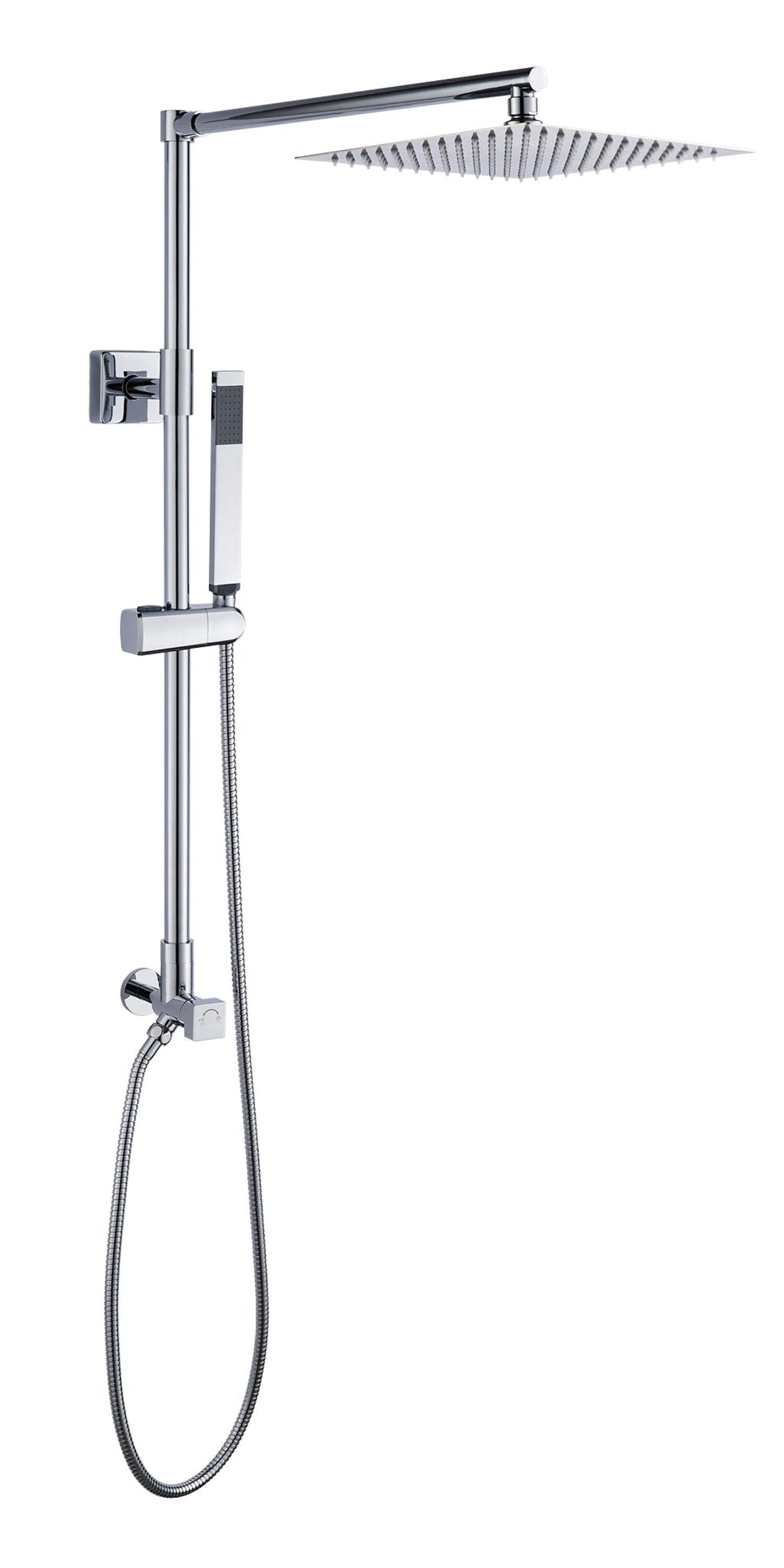 Fennocasa Polaris Lux Shower Set - 10" Square Rainfall Showerhead with Handheld Shower Spray, Chrome