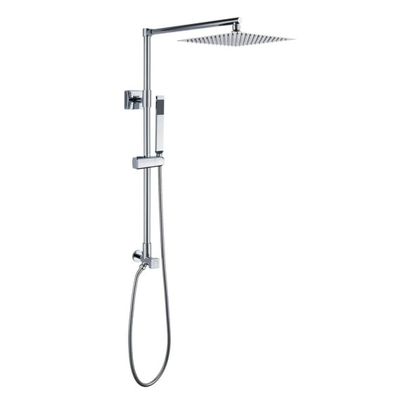 Fennocasa Polaris Lux Shower Set - 10" Square Rainfall Showerhead with Handheld Shower Spray, Chrome