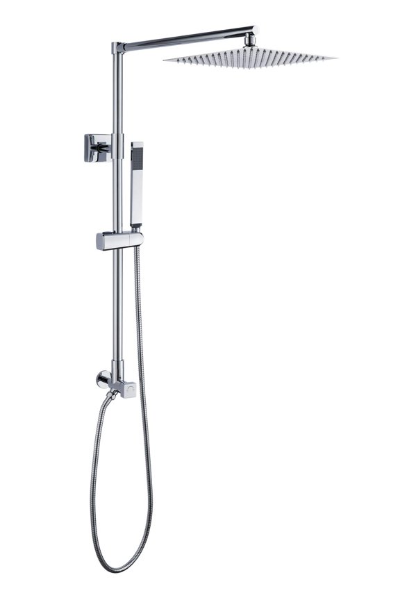 Polaris Lux Shower Set - 10" Square Rainfall Showerhead with Handheld Shower Spray, Chrome