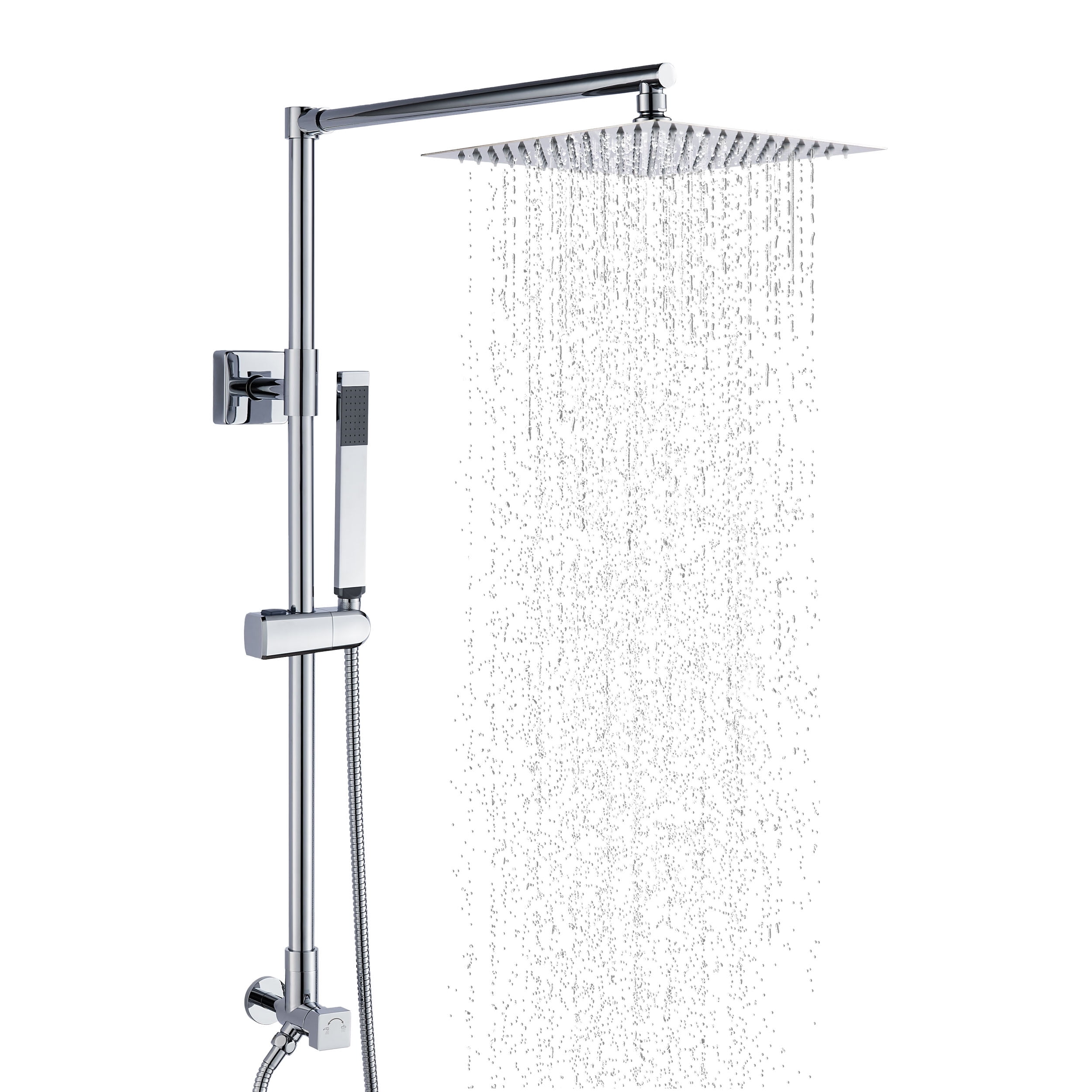 Polaris Lux 10" Chrome Square Rainfall Shower System with Handheld