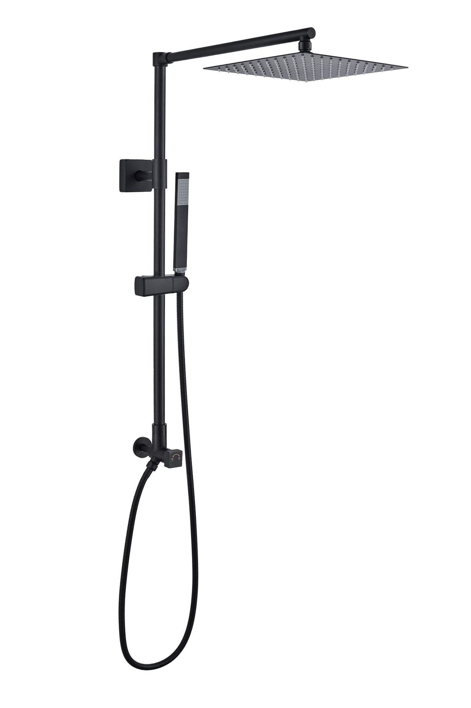 Fennocasa Polaris Lux Shower Set - 10" Square Rainfall Showerhead with Handheld Spray, Matte Black
