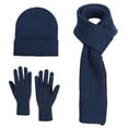 thumbnail image 1 of Fenny Hat Gloves Scarf Set Women Fleece Slouchy Womens Scarves Touch Screen Winter Gloves Men Outdoor Beanie Navy, 1 of 4