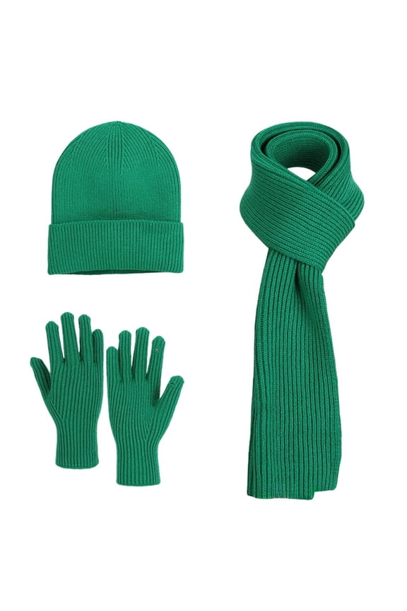 Scarf for Women Fitness 3 in 1 Women's Scarves & Wraps Knitted Winter Gloves Women Outdoor Womens Beanie Green