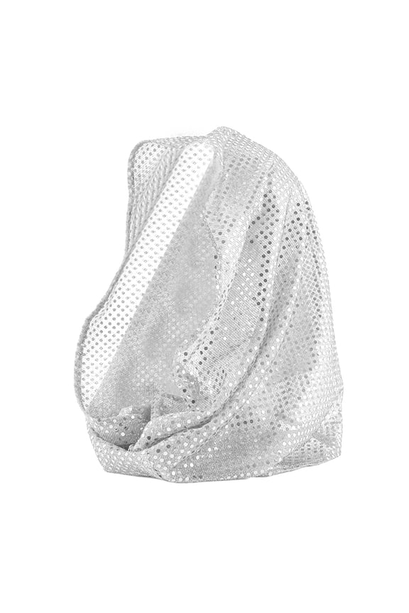Sequin Scarves for Women Evening Gown Accessory Rhinestone Turbans Kerchiefs Headwear Head Scarf Silver