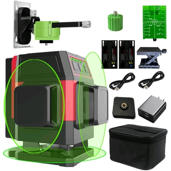 FenorGan12 Lines Self Leveling Laser Level, 3x360 3D Green Cross Line Professional Laser for Construction$$Tools & Hardware Other