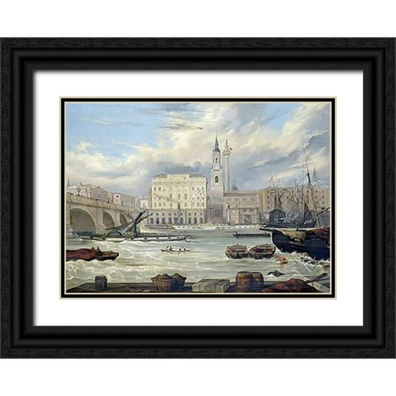 Fenoulhet 32x24 Black Ornate Wood Framed with Double Matting Museum Art Print Titled - View of The Adelaide Hotel