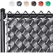 Fenpro Chain Link Fence Privacy Tape, UV Resistant, Hardware Included, 90% Visibility Blockage (Obsidian Black)