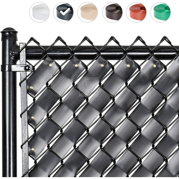 Fenpro Chain Link Fence Privacy Tape, UV Resistant, Hardware Included, 90% Visibility Blockage (Obsidian Black)