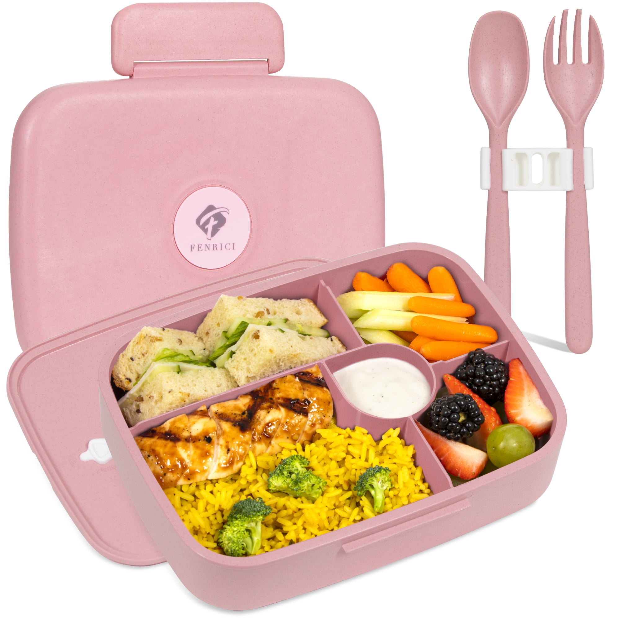 Fenrici Pink Bento Lunch Box For Girls & Teens, Made with Plastic-Free