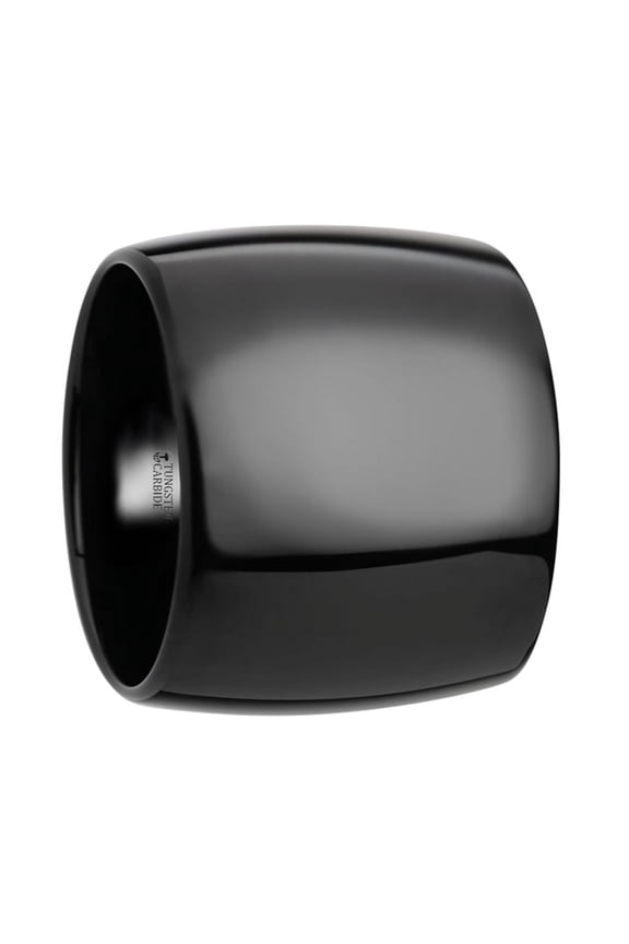 Fenrir Domed Black Tungsten Carbide Ring With Polished Finish