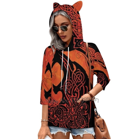 Fenrir. Son. Hooded Sweatshirt Men And Women Print Pullovers Sweatshirts Loose Streetwear Hoodie Tops Raidho Symbol Mythical