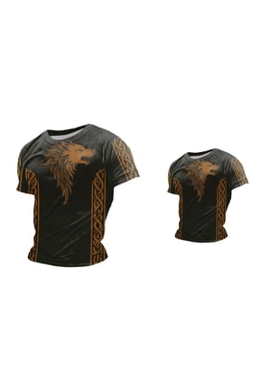 Fenrir Wolf 3D Print Norse Mythology T-Shirt, Viking Casual Tee for Men