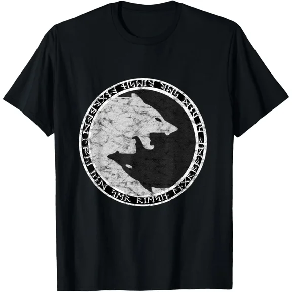Fenrir Wolf Odin Norse Runes Distressed T-Shirt T-Shirt