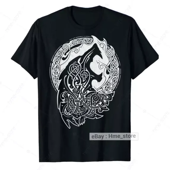 Fenrir Wolf Of Odin Celtic Viking T-Shirt Norse Odinism Nordic Mythology Tee