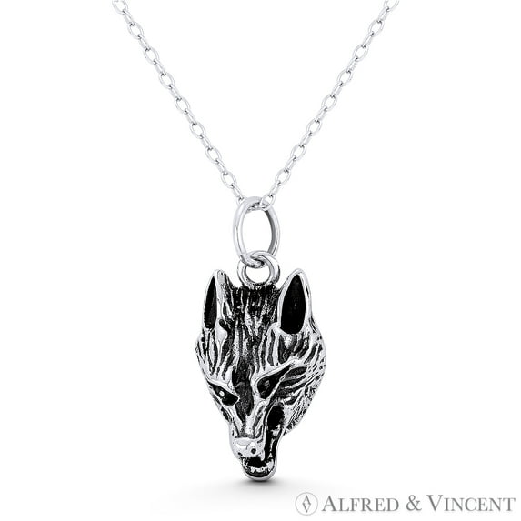 Fenrir, the Great Wolf Viking Norse Mythology Charm 26x12mm (1x0.5in) Pendant in Oxidized .925 Sterling Silver
