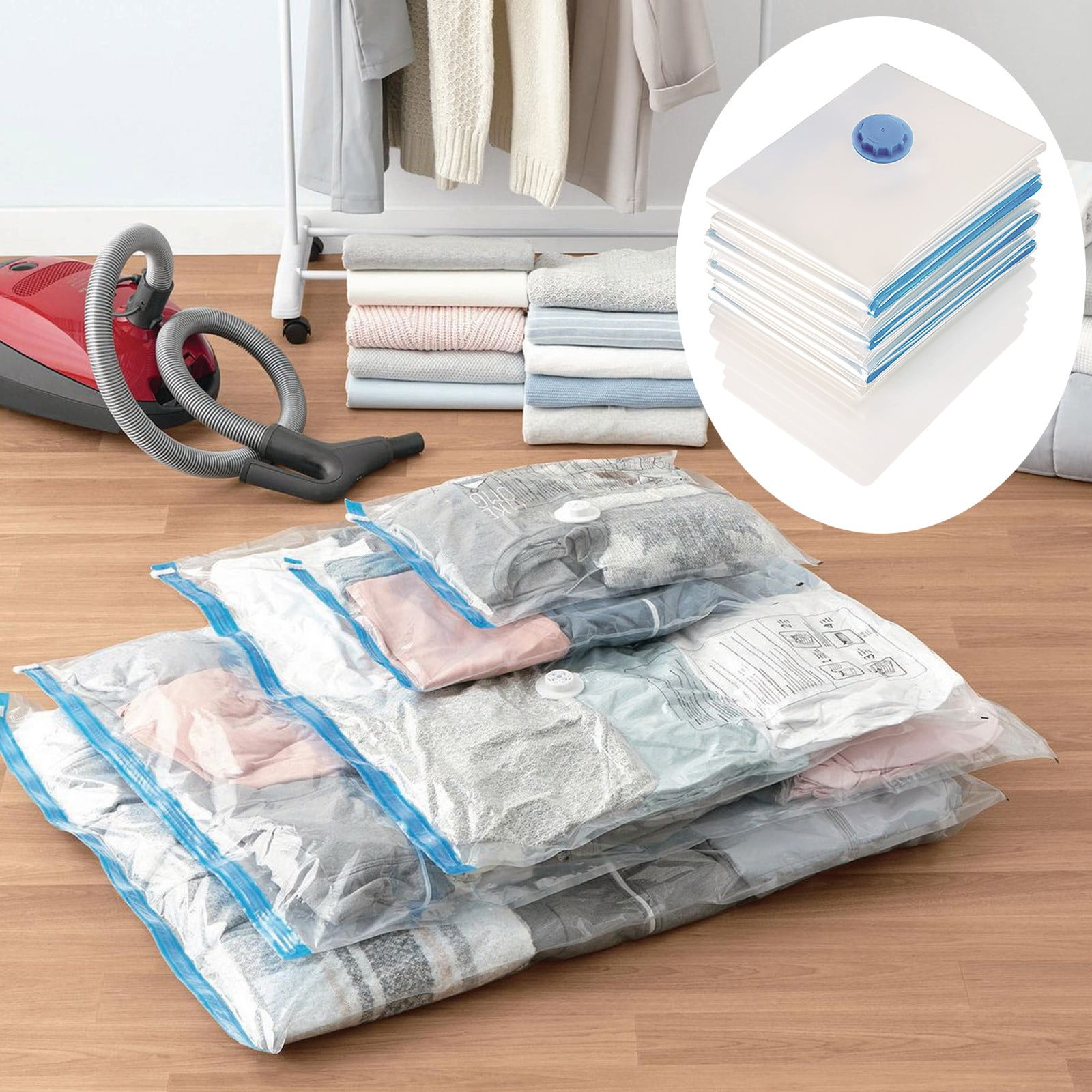 Whitmor Clear Closet Vacuum Cube Storage Bags Set of 12 Adult Walmart