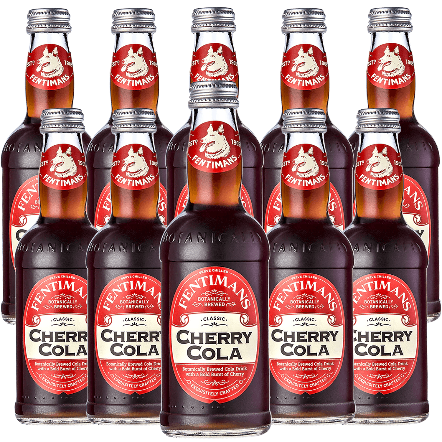 Fentimans Botanically Brewed Cherry Cola Sparkling Soda, 10 Pack, 9.3 fl oz Bottles  Premium Craft Soda/Mixer for Cocktails & Refreshing Drinks