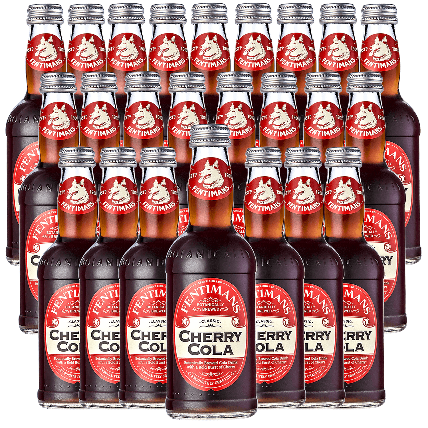 Fentimans Botanically Brewed Cherry Cola Sparkling Soda, 24 Pack, 9.3 fl oz Bottles  Premium Craft Soda/Mixer for Cocktails & Refreshing Drinks