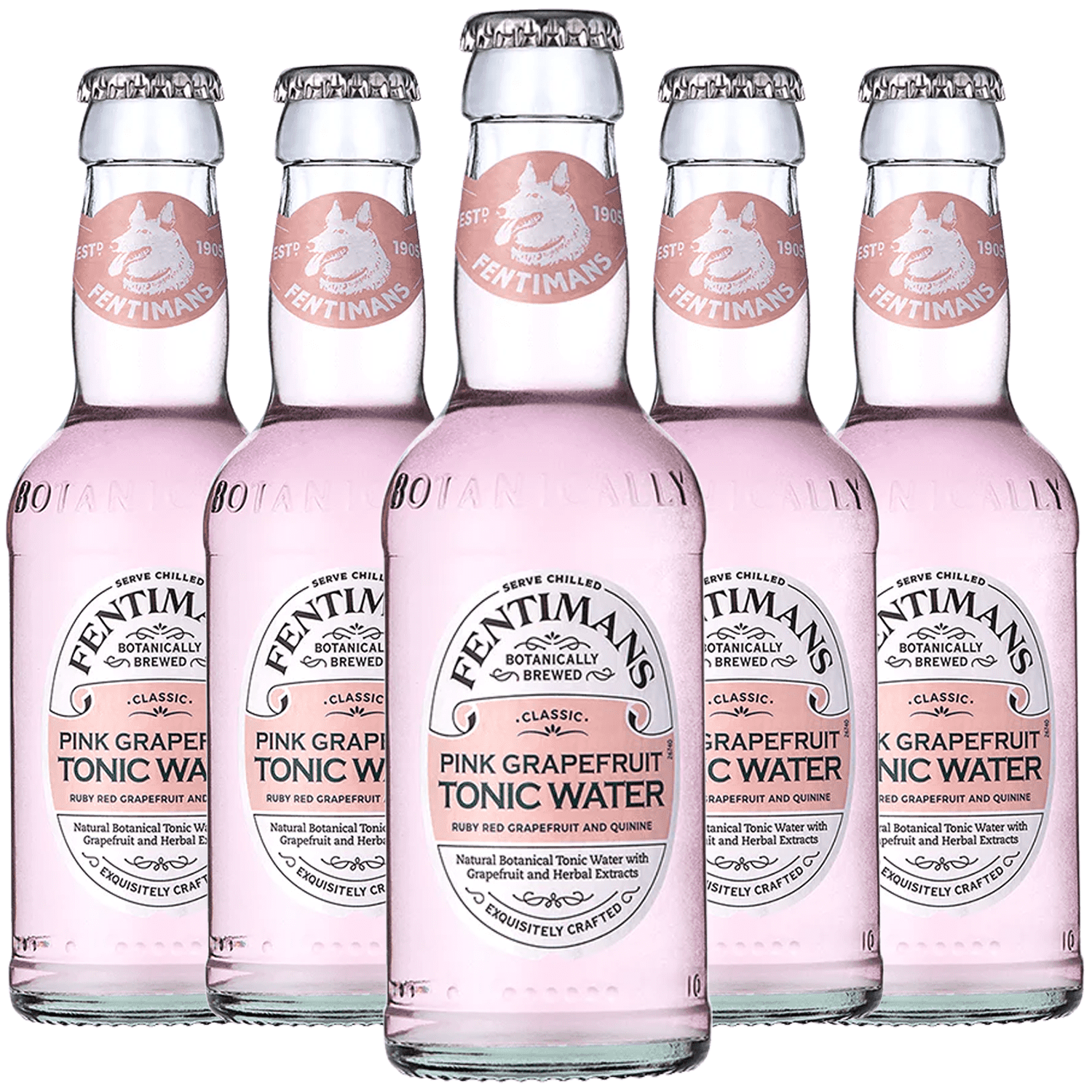 Fentimans Botanically Brewed Natural Pink Grapefruit Tonic 5 Pack, 6.7 fl oz Bottles Premium Mixer for Cocktails & Refreshing Drinks