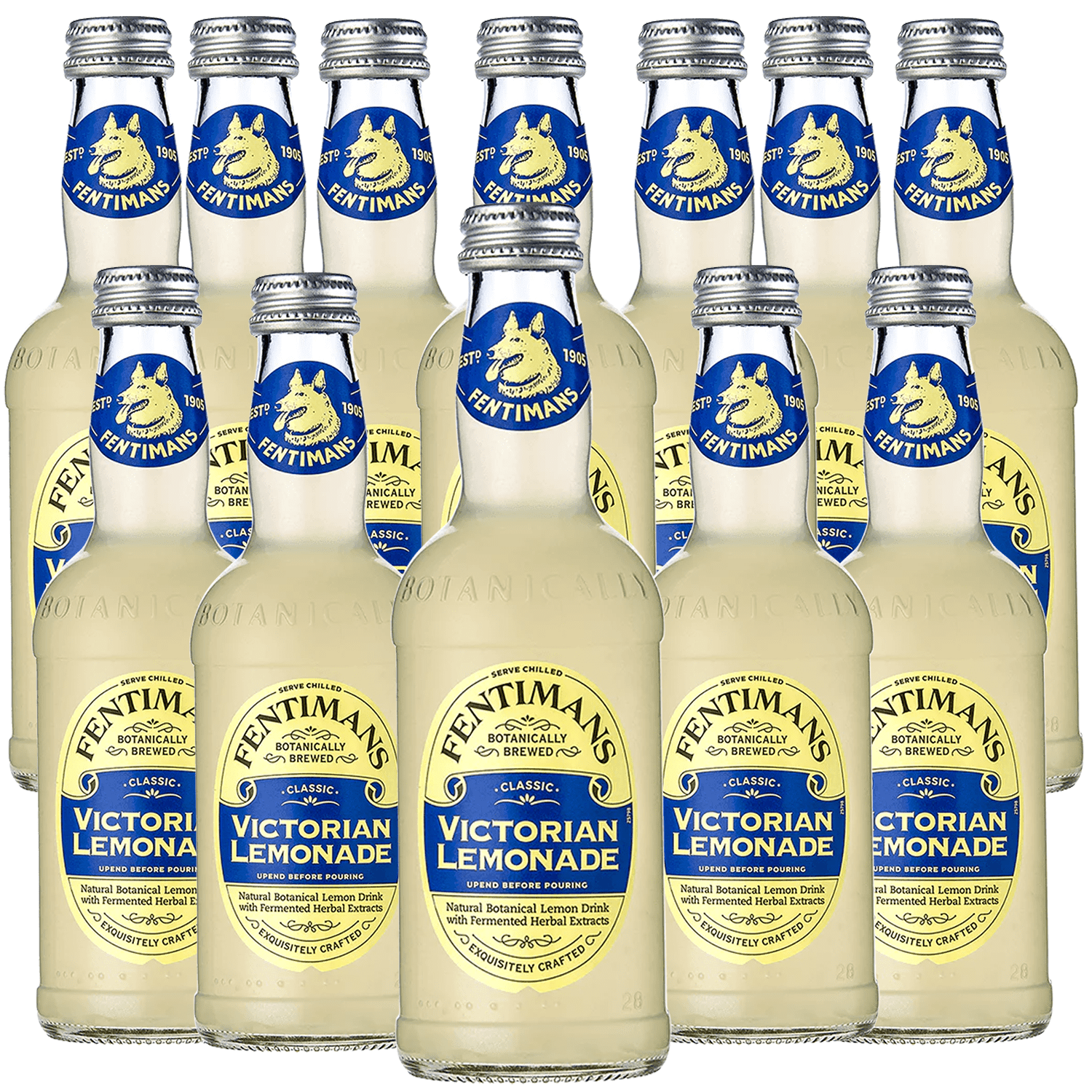 Fentimans Botanically Brewed Victorian Lemonade Sparkling Soda, 12 Pack, 9.3 fl oz Bottles  Premium Craft Soda/Mixer for Cocktails & Refreshing Drinks
