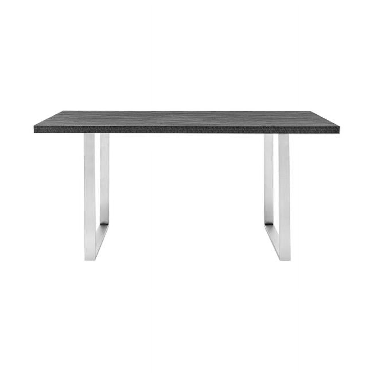 Charcoal Gray Rectangular Dining Table with Stainless Steel Base