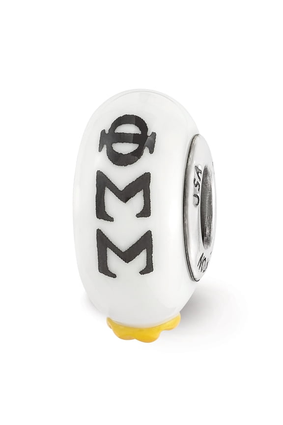 Finest Gold Sterling Silver Reflections Hand Painted Phi Sigma Sigma Fenton Glass Bead