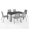 thumbnail image 1 of Fenton Outdoor Wicker & Metal Dining Set, Gray & Matte Black - 7 Piece, 1 of 1