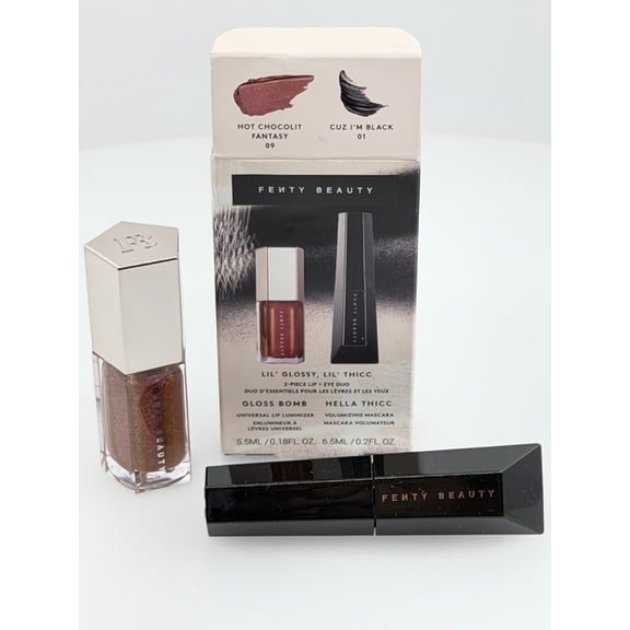 Fenty Beauty Lil' Glossy, Lil' Thicc 2-Piece Lip & Eye Duo, Hot Chocolit Fantasy & Cuz I'm Black