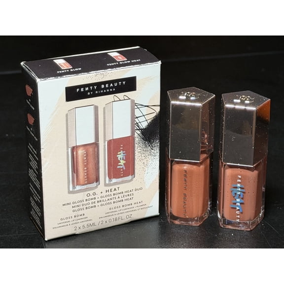 Fenty Beauty O.G. + Heat Mini Gloss Bomb Duo, Fenty Glow 01 & Fenty Glow Heat 03, 2-Piece Set