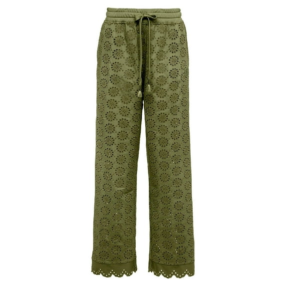 Fenty Puma By Rihanna Womens Die Cut Embroidered Pants, Olive Branch, Size L