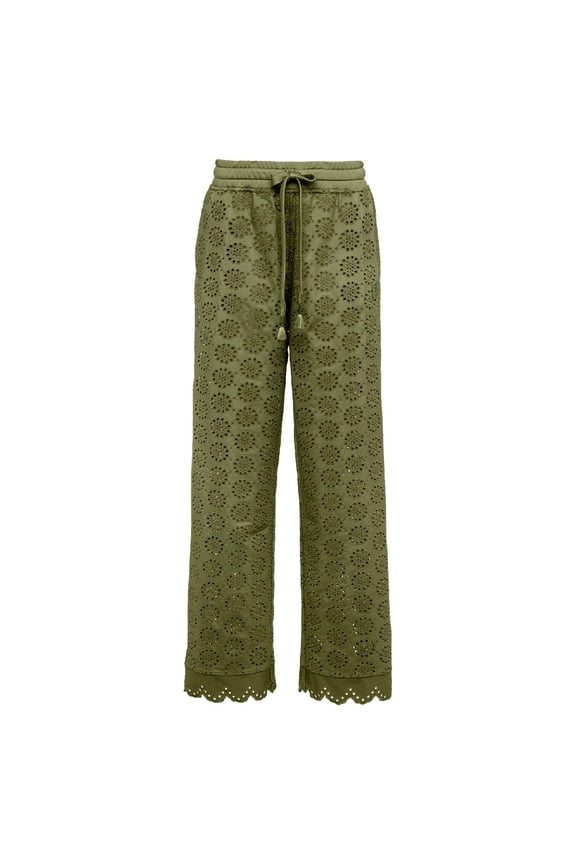 Fenty Puma By Rihanna Womens Die Cut Embroidered Pants, Olive Branch, Size L