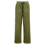Fenty Puma By Rihanna Womens Die Cut Embroidered Pants, Olive Branch, Size L