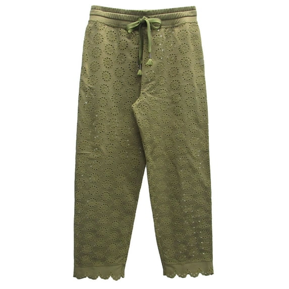 Fenty Puma By Rihanna Womens Die Cut Embroidered Pants, Olive Branch, Size S