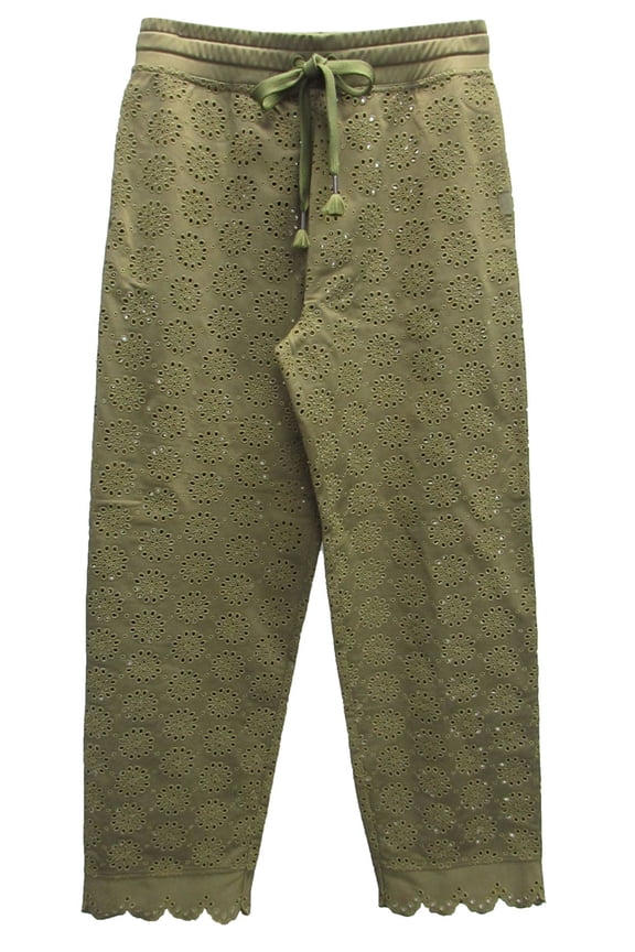 Fenty Puma By Rihanna Womens Die Cut Embroidered Pants, Olive Branch, Size S