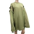 thumbnail image 1 of Fenty Puma By Rihanna Womens Staggered Hem Sweatshirt, Olive Branch, XS, 1 of 3