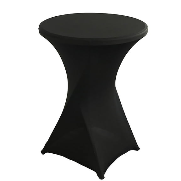 Fenull Cocktail Solid Color Polyester Round Banquet Stretch Table Cover (60×110cm) Black,Table Cloth